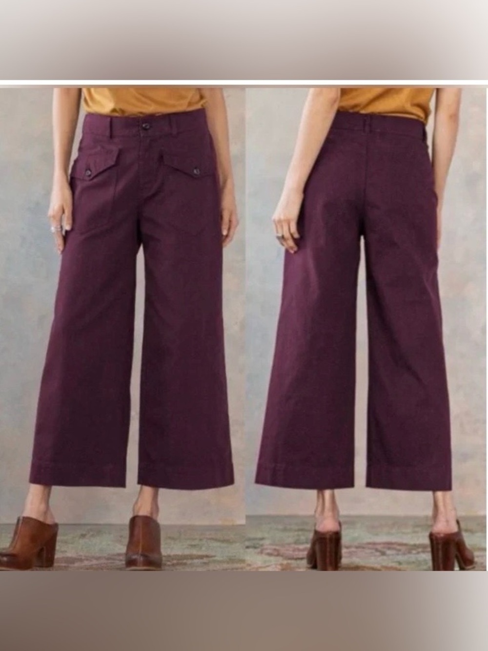 EUC Sundance Legends Today Wide Leg Pants 100% Cotton Aubergine Size 6